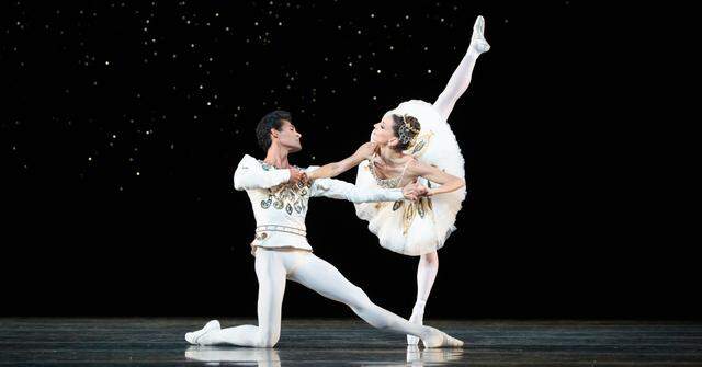 Renan Cerdeiro and Ashley Knox showing Imperial Russian classicism in a previous production of “Diamonds” from “Jewels.” Choreography by George Balanchine.